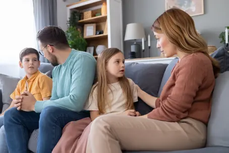 Parents having a conversation with their kids