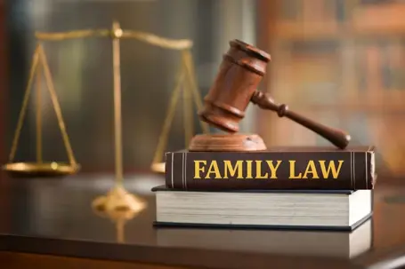 Family law book with gavel on top