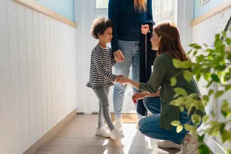 Mother dropping of child