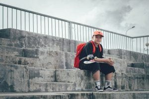 Child sitting on bench